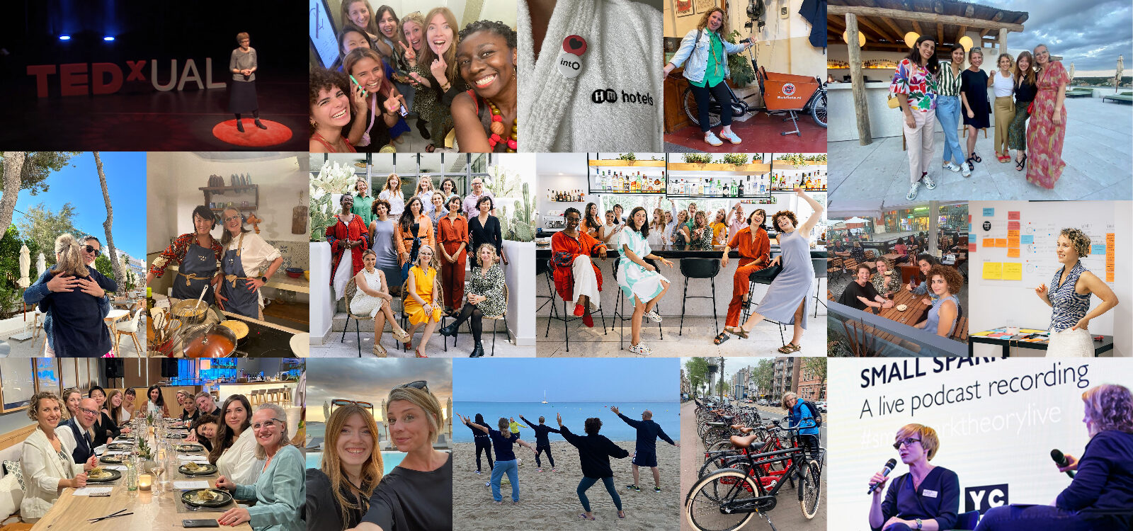 Collage of images featuring different intO team members